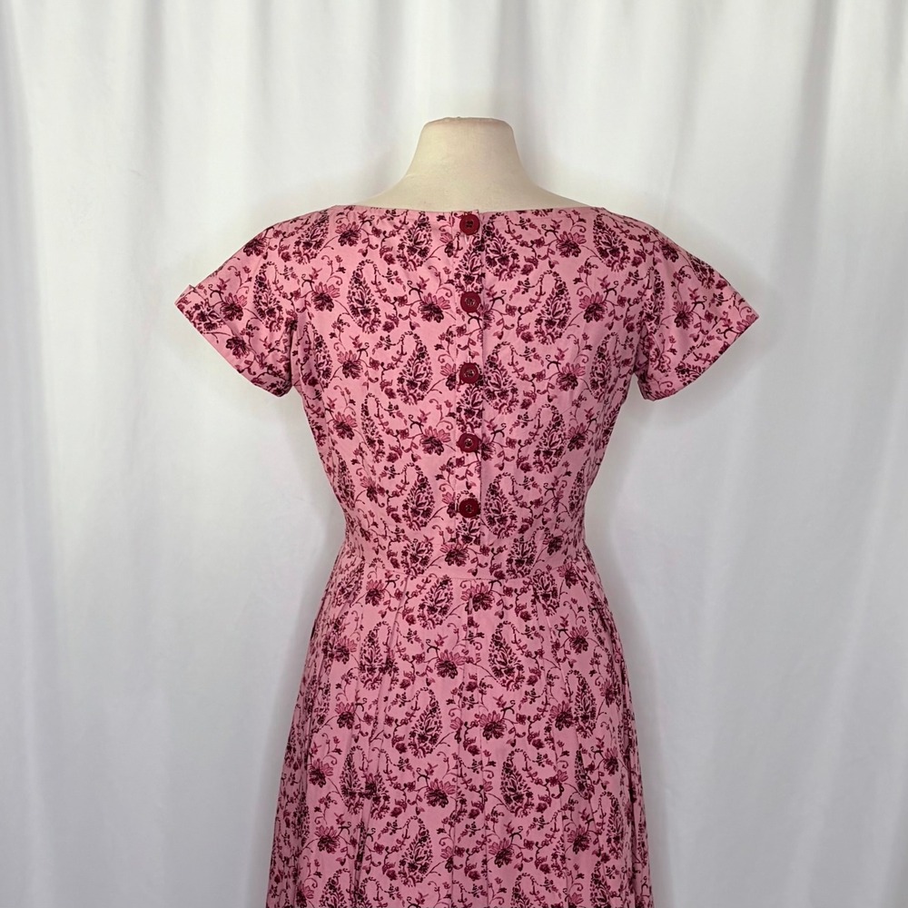 GAL MEETS GLAM Hallie Dress Paisley Floral Pink Purple Box Pleats Pockets Size 8 - Picture 11 of 15